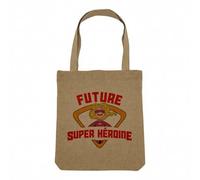 Fabulous Sac Shopping Tote Bag Aspect Lin - Future Super Héroïne Rêve Enfant - Sac de Courses Toile Epaisse 360g Beige Naturel Cabas Porté Epaule Solide Imprimé en France