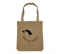 Fabulous Sac Shopping Tote Bag Aspect Lin - Gang des Sirènes Rêve Mythe Bohémien - Sac de Courses Toile Epaisse 360g Beige Naturel Cabas Porté Epaule Solide Imprimé en France