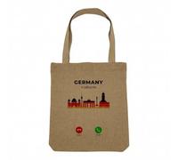 Fabulous Sac Shopping Tote Bag Aspect Lin - Germany Is Calling Me Architecture Berlin - Sac de Courses Toile Epaisse 360g Beige Naturel Cabas Porté Epaule Solide Imprimé en France