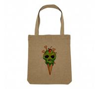 Fabulous Sac Shopping Tote Bag Aspect Lin - Glace Zombie Halloween Illustration Dessin - Sac de Courses Toile Epaisse 360g Beige Naturel Cabas Porté Epaule Solide Imprimé en France