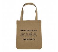 Fabulous Sac Shopping Tote Bag Aspect Lin - Grow Positive Thoughts Plants Pot Gardening Mental Health - Sac de Courses Toile Epaisse 360g Beige Naturel Cabas Porté Epaule Solide Imprimé en France