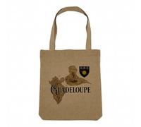 Fabulous Sac Shopping Tote Bag Aspect Lin - Guadeloupe 971 Département Ile Carte Ancienne Rare - Sac de Courses Toile Epaisse 360g Beige Naturel Cabas Porté Epaule Solide Imprimé en France