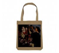 Fabulous Sac Shopping Tote Bag Aspect Lin - Gustave Courbet Trellis Peinture Romantisme Fleurs - Sac de Courses Toile Epaisse 360g Beige Naturel Cabas Porté Epaule Solide Imprimé en France