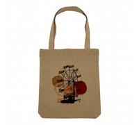 Fabulous Sac Shopping Tote Bag Aspect Lin - Hamster et Grand Roue Animal Collage Art Surréalisme - Sac de Courses Toile Epaisse 360g Beige Naturel Cabas Porté Epaule Solide Imprimé en France