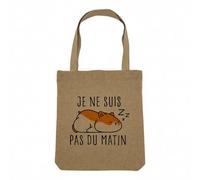 Fabulous Sac Shopping Tote Bag Aspect Lin - Hamster Je ne suis pas du matin Animaux de Compagnie - Sac de Courses Toile Epaisse 360g Beige Naturel Cabas Porté Epaule Solide Imprimé en France