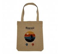 Fabulous Sac Shopping Tote Bag Aspect Lin - Hawaii Is Calling Me Surf Sun Beach - Sac de Courses Toile Epaisse 360g Beige Naturel Cabas Porté Epaule Solide Imprimé en France
