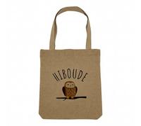 Fabulous Sac Shopping Tote Bag Aspect Lin - Hiboude Jeu de Mot Bouder Amour Animaux - Sac de Courses Toile Epaisse 360g Beige Naturel Cabas Porté Epaule Solide Imprimé en France