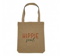 Fabulous Sac Shopping Tote Bag Aspect Lin - Hippie Soul L'Âme d'un Hippie Culture Fierté Etats-Unis - Sac de Courses Toile Epaisse 360g Beige Naturel Cabas Porté Epaule Solide Imprimé en France