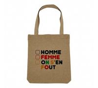 Fabulous Sac Shopping Tote Bag Aspect Lin - Homme Femme On s'en Fout LGBTQ+ Trans Non-Binaire - Sac de Courses Toile Epaisse 360g Beige Naturel Cabas Porté Epaule Solide Imprimé en France