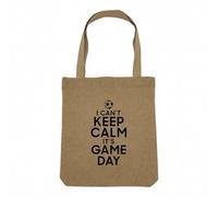 Fabulous Sac Shopping Tote Bag Aspect Lin - I can't Keep Calm it's Game Day Foot Match Samedi - Sac de Courses Toile Epaisse 360g Beige Naturel Cabas Porté Epaule Solide Imprimé en France