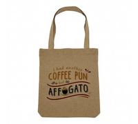Fabulous Sac Shopping Tote Bag Aspect Lin - I Had Another Coffee Pun but Affogato - Sac de Courses Toile Epaisse 360g Beige Naturel Cabas Porté Epaule Solide Imprimé en France
