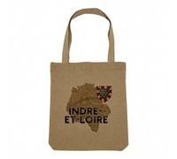 Fabulous Sac Shopping Tote Bag Aspect Lin - Indre et Loire 37 Departement Tours Carte Ancienne Centre - Sac de Courses Toile Epaisse 360g Beige Naturel Cabas Porté Epaule Solide Imprimé en France