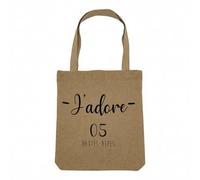 Fabulous Sac Shopping Tote Bag Aspect Lin - J'Adore 05 Hautes Alpes Departement France Region - Sac de Courses Toile Epaisse 360g Beige Naturel Cabas Porté Epaule Solide Imprimé en France