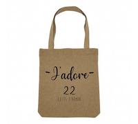 Fabulous Sac Shopping Tote Bag Aspect Lin - J'Adore 22 Cotes d'Armor Departement France Region - Sac de Courses Toile Epaisse 360g Beige Naturel Cabas Porté Epaule Solide Imprimé en France