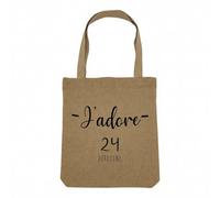 Fabulous Sac Shopping Tote Bag Aspect Lin - J'Adore 24 Dordogne Departement France Region - Sac de Courses Toile Epaisse 360g Beige Naturel Cabas Porté Epaule Solide Imprimé en France