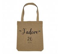 Fabulous Sac Shopping Tote Bag Aspect Lin - J'Adore 26 Drome Departement France Region - Sac de Courses Toile Epaisse 360g Beige Naturel Cabas Porté Epaule Solide Imprimé en France