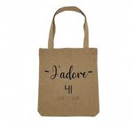 Fabulous Sac Shopping Tote Bag Aspect Lin - J'Adore 41 Loir Et Cher Blois Departement France Region - Sac de Courses Toile Epaisse 360g Beige Naturel Cabas Porté Epaule Solide Imprimé en France