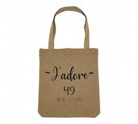Fabulous Sac Shopping Tote Bag Aspect Lin - J'Adore 49 Maine Et Loire Departement France Region Angers - Sac de Courses Toile Epaisse 360g Beige Naturel Cabas Porté Epaule Solide Imprimé en France