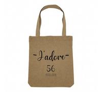 Fabulous Sac Shopping Tote Bag Aspect Lin - J'Adore 56 Morbihan Departement France Region Vannes - Sac de Courses Toile Epaisse 360g Beige Naturel Cabas Porté Epaule Solide Imprimé en France