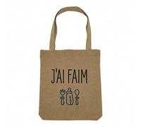 Fabulous Sac Shopping Tote Bag Aspect Lin - J'ai Faim Biberon Bébé Mignon - Sac de Courses Toile Epaisse 360g Beige Naturel Cabas Porté Epaule Solide Imprimé en France