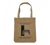 Fabulous Sac Shopping Tote Bag Aspect Lin - Jeux Vidéo - L'argent ne Fait Pas le Bonheur Gaming PS Sac de Courses Toile Epaisse 360g Beige Naturel Cabas Porté Epaule Solide Imprimé en France