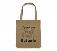 Fabulous Sac Shopping Tote Bag Aspect Lin - J'Peux Pas J'ai Batterie Rock Instrument Musique - Sac de Courses Toile Epaisse 360g Beige Naturel Cabas Porté Epaule Solide Imprimé en France