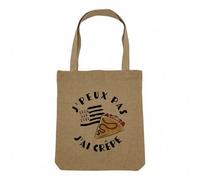 Fabulous Sac Shopping Tote Bag Aspect Lin - J'Peux Pas J'ai Crêpe Bretagne Terroir Nourriture - Sac de Courses Toile Epaisse 360g Beige Naturel Cabas Porté Epaule Solide Imprimé en France