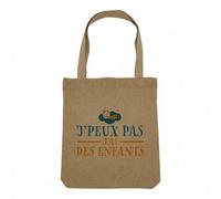 Fabulous Sac Shopping Tote Bag Aspect Lin - J'Peux Pas J'ai Des Enfants Famille Papa Maman - Sac de Courses Toile Epaisse 360g Beige Naturel Cabas Porté Epaule Solide Imprimé en France