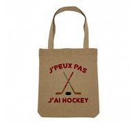 Fabulous Sac Shopping Tote Bag Aspect Lin - J'Peux Pas J'ai Hockey Sport Canada Hiver - Sac de Courses Toile Epaisse 360g Beige Naturel Cabas Porté Epaule Solide Imprimé en France