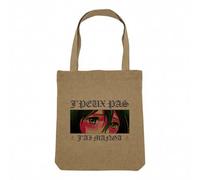 Fabulous Sac Shopping Tote Bag Aspect Lin - J'peux Pas J'ai Manga Mikasa Anime Otaku Manga Fanart Waifu - Sac de Courses Toile Epaisse 360g Beige Naturel Cabas Porté Epaule Solide Imprimé en France