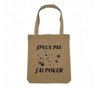 Fabulous Sac Shopping Tote Bag Aspect Lin - J'Peux Pas J'ai Poker Casino Jeu Argent Carte - Sac de Courses Toile Epaisse 360g Beige Naturel Cabas Porté Epaule Solide Imprimé en France