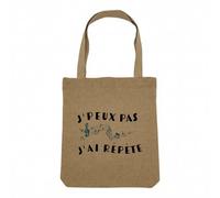 Fabulous Sac Shopping Tote Bag Aspect Lin - J'Peux Pas J'ai Répète Instrument Musique Rock - Sac de Courses Toile Epaisse 360g Beige Naturel Cabas Porté Epaule Solide Imprimé en France