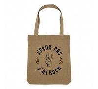 Fabulous Sac Shopping Tote Bag Aspect Lin - J'Peux Pas J'ai Rock Guitare Batterie Basse Musique 70's - Sac de Courses Toile Epaisse 360g Beige Naturel Cabas Porté Epaule Solide Imprimé en France