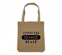 Fabulous Sac Shopping Tote Bag Aspect Lin - J'Peux Pas J'ai Skate Skateboard Half Pipe - Sac de Courses Toile Epaisse 360g Beige Naturel Cabas Porté Epaule Solide Imprimé en France
