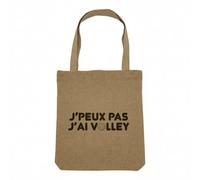 Fabulous Sac Shopping Tote Bag Aspect Lin - J'Peux Pas J'ai Volley Sport Beach Eté - Sac de Courses Toile Epaisse 360g Beige Naturel Cabas Porté Epaule Solide Imprimé en France