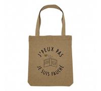 Fabulous Sac Shopping Tote Bag Aspect Lin - J'Peux Pas Je suis Fauché Humour Pauvre - Sac de Courses Toile Epaisse 360g Beige Naturel Cabas Porté Epaule Solide Imprimé en France