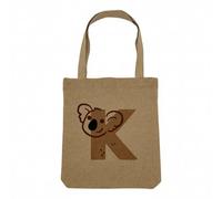 Fabulous Sac Shopping Tote Bag Aspect Lin - K like Koala Letter First Name Animals Drawing Child - Sac de Courses Toile Epaisse 360g Beige Naturel Cabas Porté Epaule Solide Imprimé en France