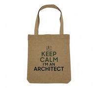 Fabulous Sac Shopping Tote Bag Aspect Lin - Keep Calm I'm an Architect Parodie Métier Job Architecte - Sac de Courses Toile Epaisse 360g Beige Naturel Cabas Porté Epaule Solide Imprimé en France