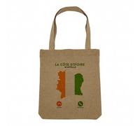 Fabulous Sac Shopping Tote Bag Aspect Lin - La Côte d'Ivoire M'Appelle Voyage Passion Culture - Sac de Courses Toile Epaisse 360g Beige Naturel Cabas Porté Epaule Solide Imprimé en France