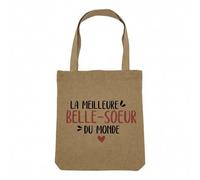Fabulous Sac Shopping Tote Bag Aspect Lin - La Meilleure Belle-Soeur du Monde Famille Idée Cadeau - Sac de Courses Toile Epaisse 360g Beige Naturel Cabas Porté Epaule Solide Imprimé en France
