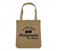 Fabulous Sac Shopping Tote Bag Aspect Lin - La Meilleure Photographe du Monde Art Photo Artiste - Sac de Courses Toile Epaisse 360g Beige Naturel Cabas Porté Epaule Solide Imprimé en France