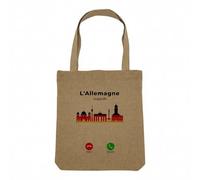 Fabulous Sac Shopping Tote Bag Aspect Lin - L'Allemagne M'Appelle Berlin Patrimoine Drapeau - Sac de Courses Toile Epaisse 360g Beige Naturel Cabas Porté Epaule Solide Imprimé en France