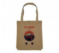 Fabulous Sac Shopping Tote Bag Aspect Lin - Le Japon M'Appelle Mont Fuji Paysage Tokyo - Sac de Courses Toile Epaisse 360g Beige Naturel Cabas Porté Epaule Solide Imprimé en France