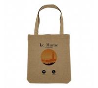 Fabulous Sac Shopping Tote Bag Aspect Lin - Le Maroc M'Appelle Paysages Voyage - Sac de Courses Toile Epaisse 360g Beige Naturel Cabas Porté Epaule Solide Imprimé en France