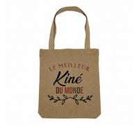 Fabulous Sac Shopping Tote Bag Aspect Lin - Le Meilleur Kiné du Monde Docteur Sport - Sac de Courses Toile Epaisse 360g Beige Naturel Cabas Porté Epaule Solide Imprimé en France