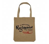 Fabulous Sac Shopping Tote Bag Aspect Lin - Le Meilleur Rugbyman du Monde Rugby Sport Ballon XV Equipe - Sac de Courses Toile Epaisse 360g Beige Naturel Cabas Porté Epaule Solide Imprimé en France