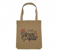 Fabulous Sac Shopping Tote Bag Aspect Lin - Le Plus Génial des Papas Père Famille Amour - Sac de Courses Toile Epaisse 360g Beige Naturel Cabas Porté Epaule Solide Imprimé en France