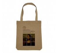 Fabulous Sac Shopping Tote Bag Aspect Lin - Leonard De Vinci La Joconde Réseaux Sociaux Peinture Peintre - Sac de Courses Toile Epaisse 360g Beige Naturel Cabas Porté Epaule Solide Imprimé en France