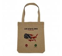 Fabulous Sac Shopping Tote Bag Aspect Lin - Les Etats-Unis M'Appellent New York Voyage - Sac de Courses Toile Epaisse 360g Beige Naturel Cabas Porté Epaule Solide Imprimé en France