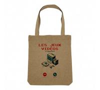 Fabulous Sac Shopping Tote Bag Aspect Lin - Les Jeux Vidéos M'Appellent Rétro 90s Passion - Sac de Courses Toile Epaisse 360g Beige Naturel Cabas Porté Epaule Solide Imprimé en France